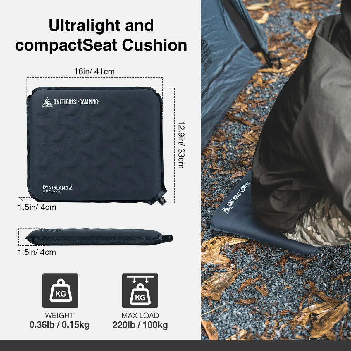 OneTigris Inflatable Seat Cushion for Camping, Travel, and Stadiums