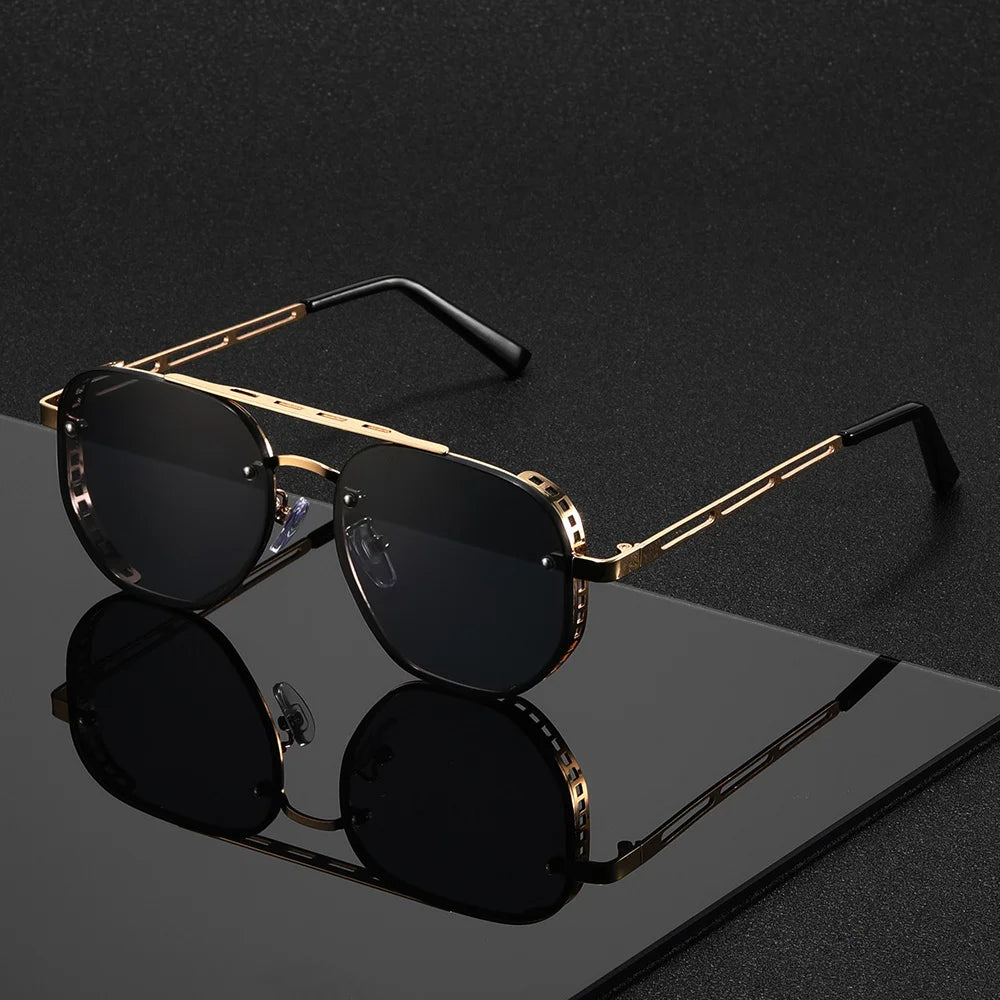 OPUYYM Unisex Double Beam Metal Sunglasses Classic Fashion Style