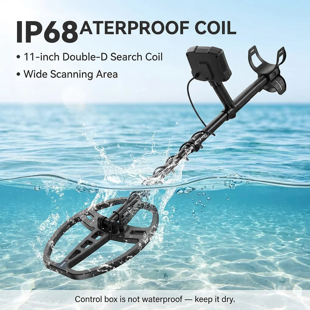 SUNPOW Professional Rechargeable Waterproof Metal Detector for Treasure Hunting