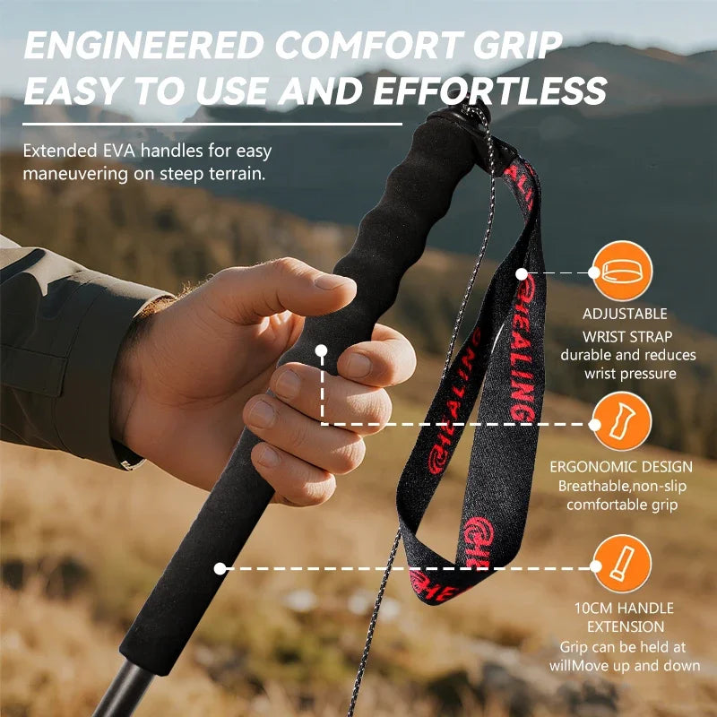 Okhealing Carbon Fiber Trekking Poles Ultra Light Hiking Sticks