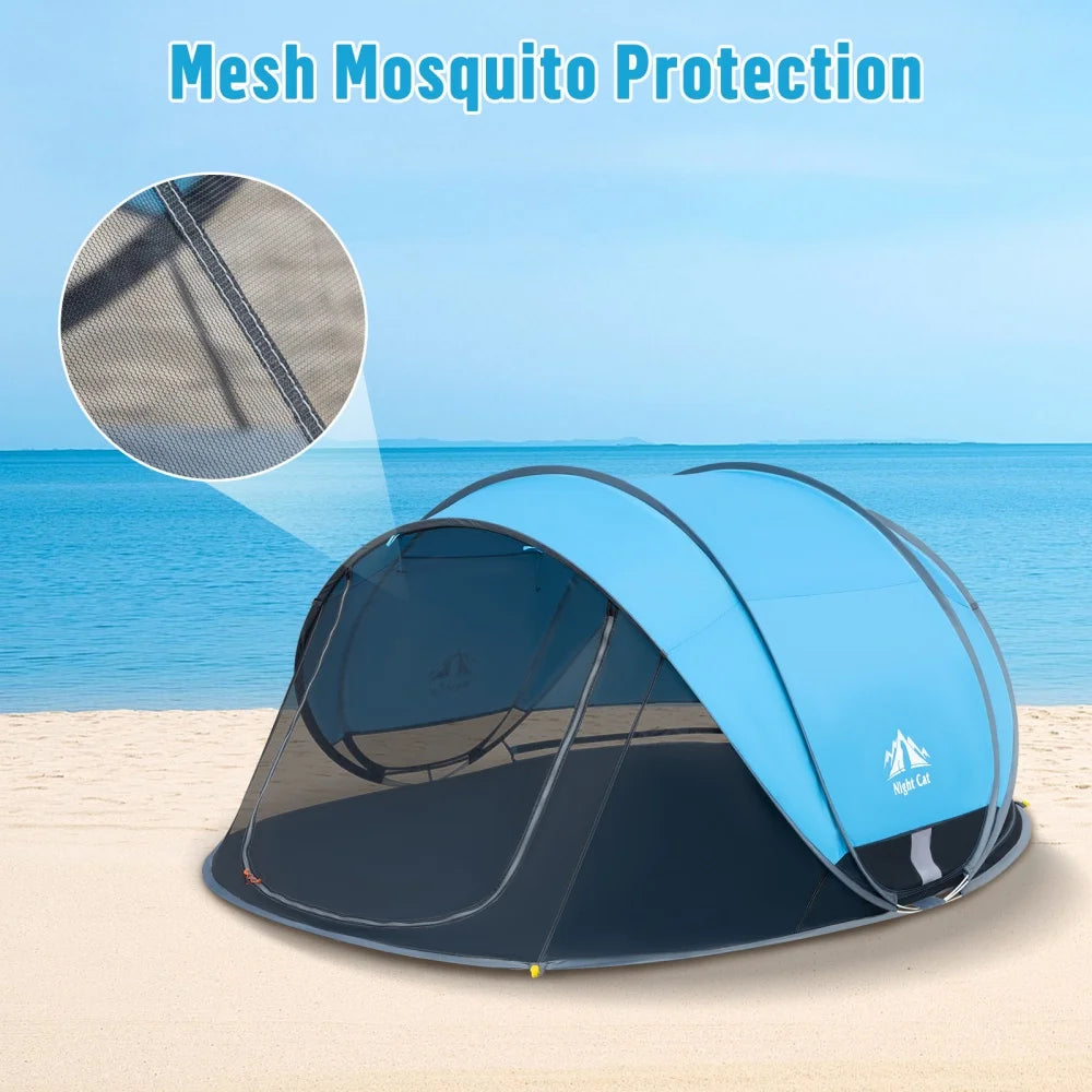 Night Cat Pop-up Beach Tent: Large Sun Shade Shelter for 2-4 Persons Picnic Sport Activities