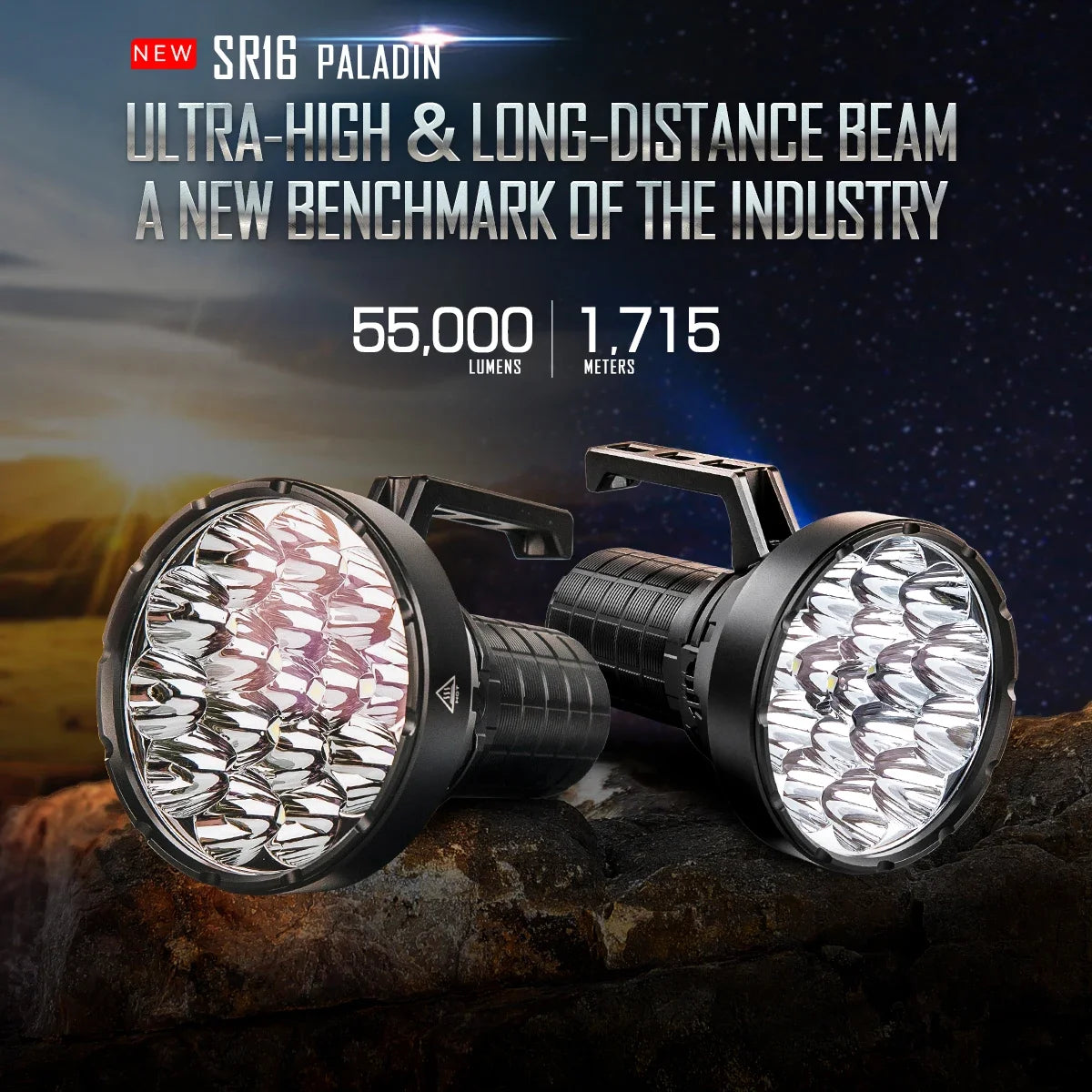 IMALENT SR16 55000 Lumen Tactical Flashlight Rechargeable Zoom Searchlight