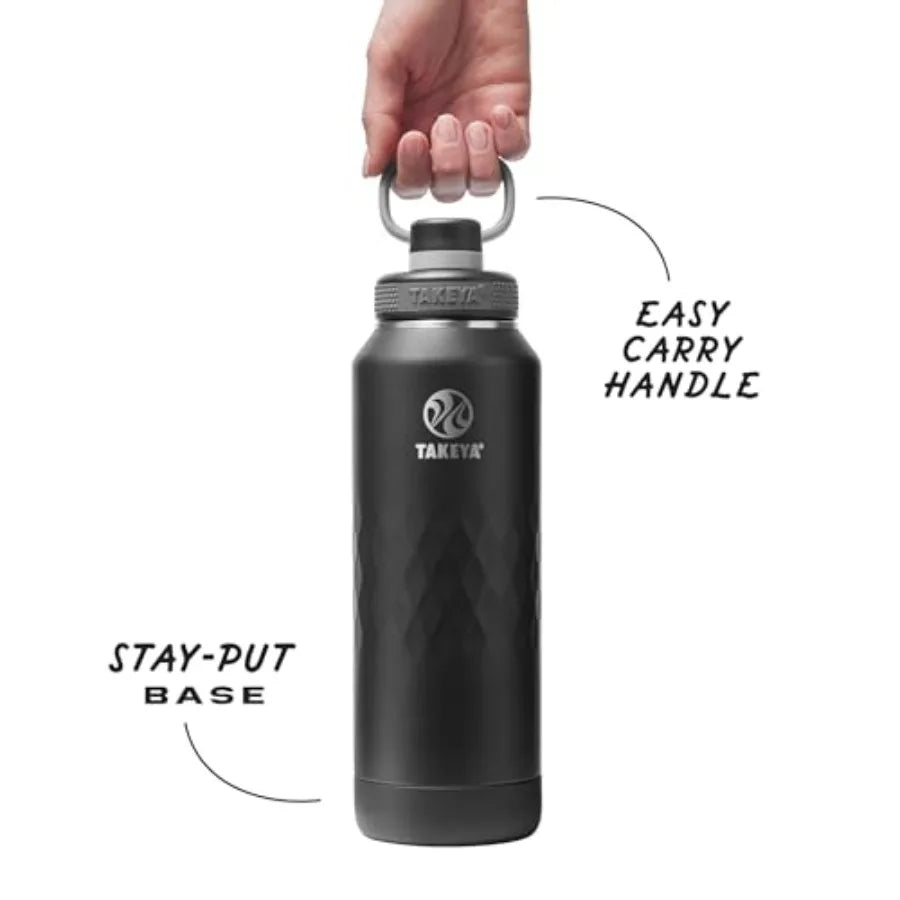 Sport Triple Insulated Water Bottle with Spout Lid and Ice Blocker,- Triple Wall, Leakproof, Stainless Steel Water Bottle for G