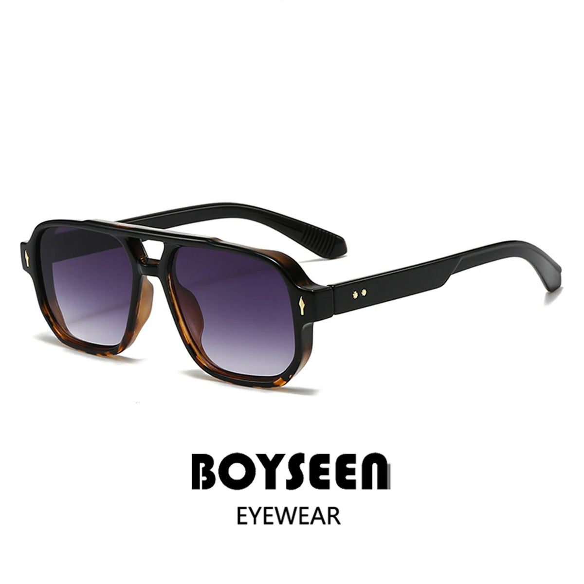 Boysen Square Sunglasses Unisex Double Bridge Rivets And UV400