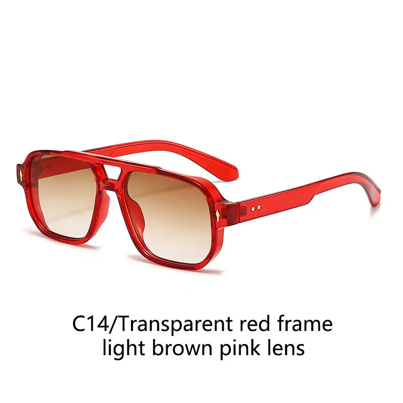 Boysen Square Sunglasses Unisex Double Bridge Rivets And UV400