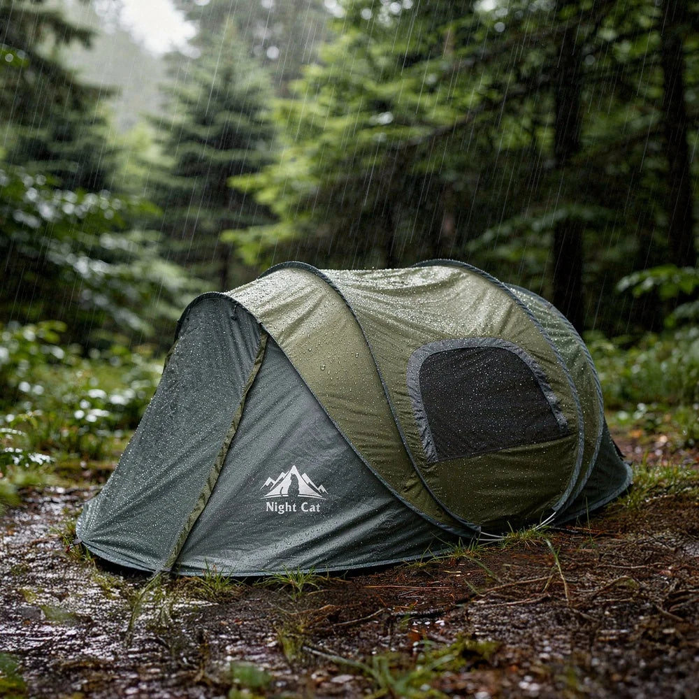Night Cat Pop Up Tent 2 Person:2 Man Tent Waterproof Instant Camping Tent Backpack Trekking Outdoor for River Mountain