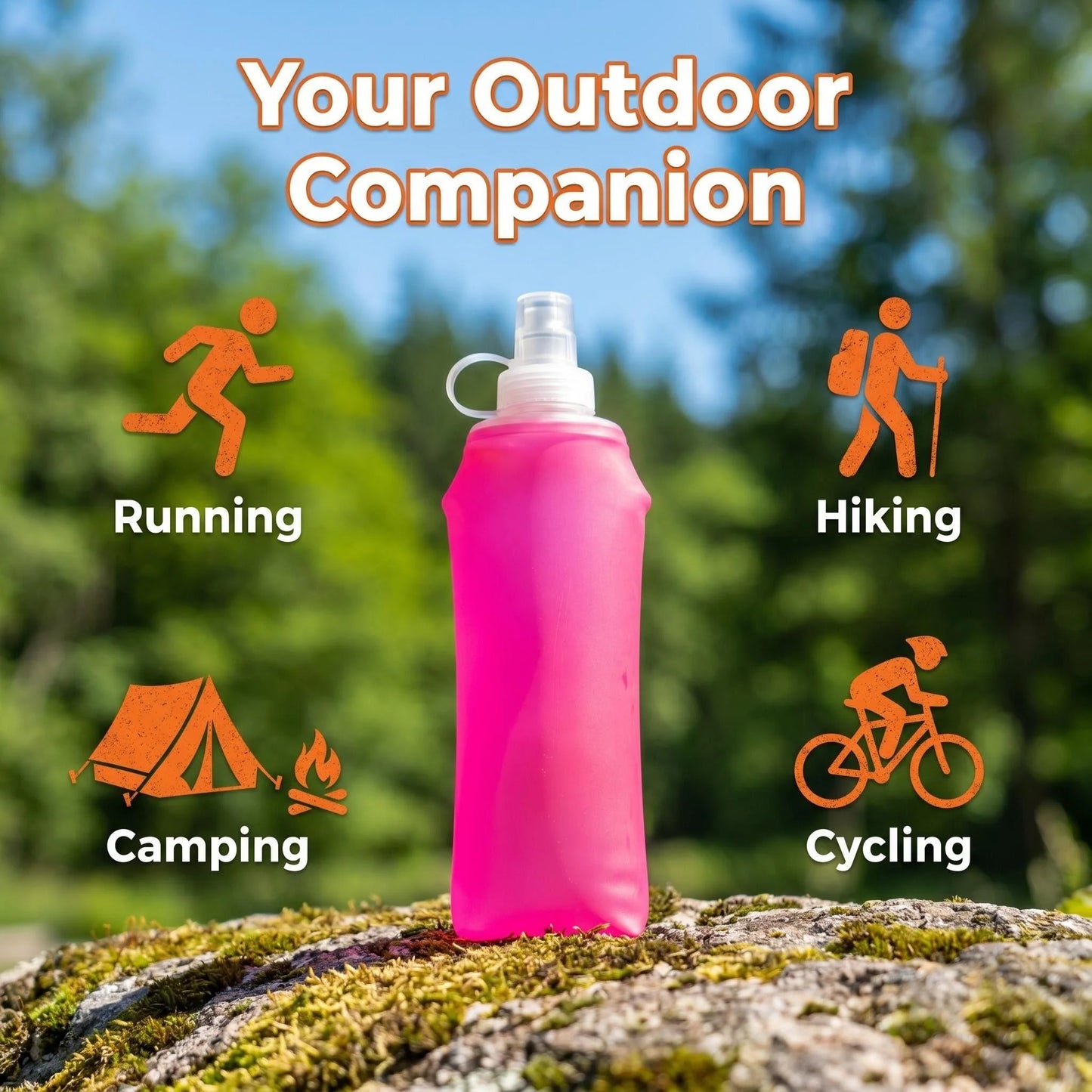 Collapsible Silicone Water Bottle With Bite Valve Outdoor Adventure Gear