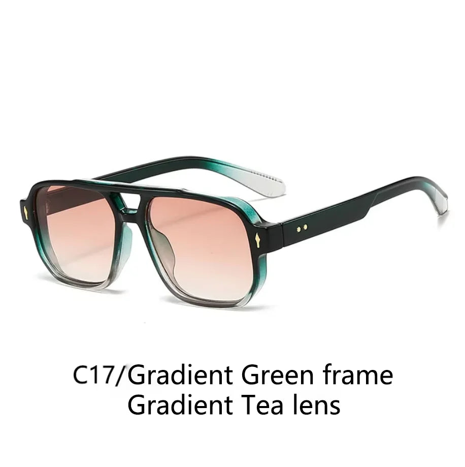 Boysen Square Sunglasses Unisex Double Bridge Rivets And UV400