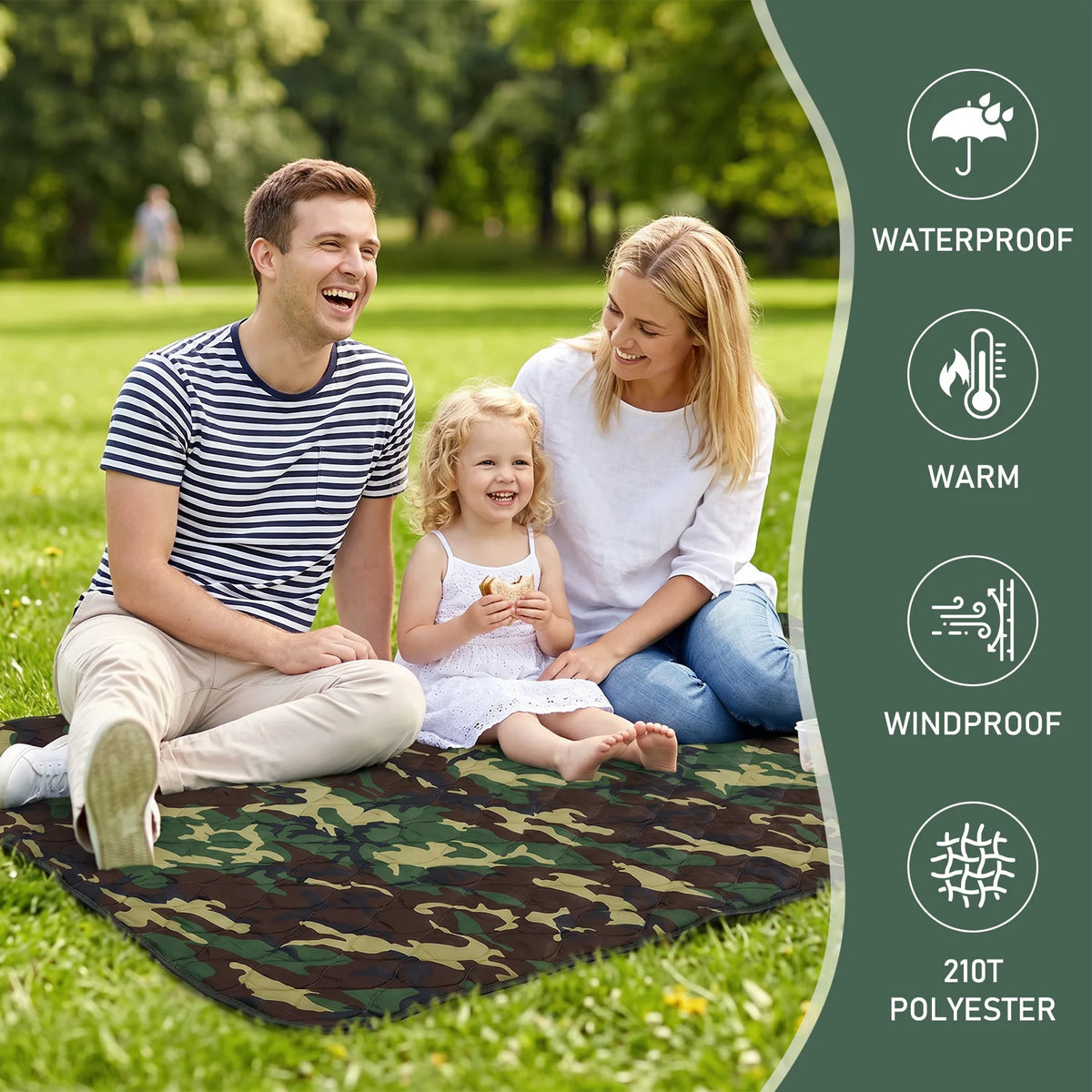 Lightweight Quilted Camping Blanket and Outdoor Survival Poncho Liner