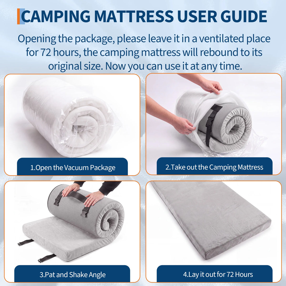 Portable Roll Up Memory Foam Camping Sleeping Pad for Travel