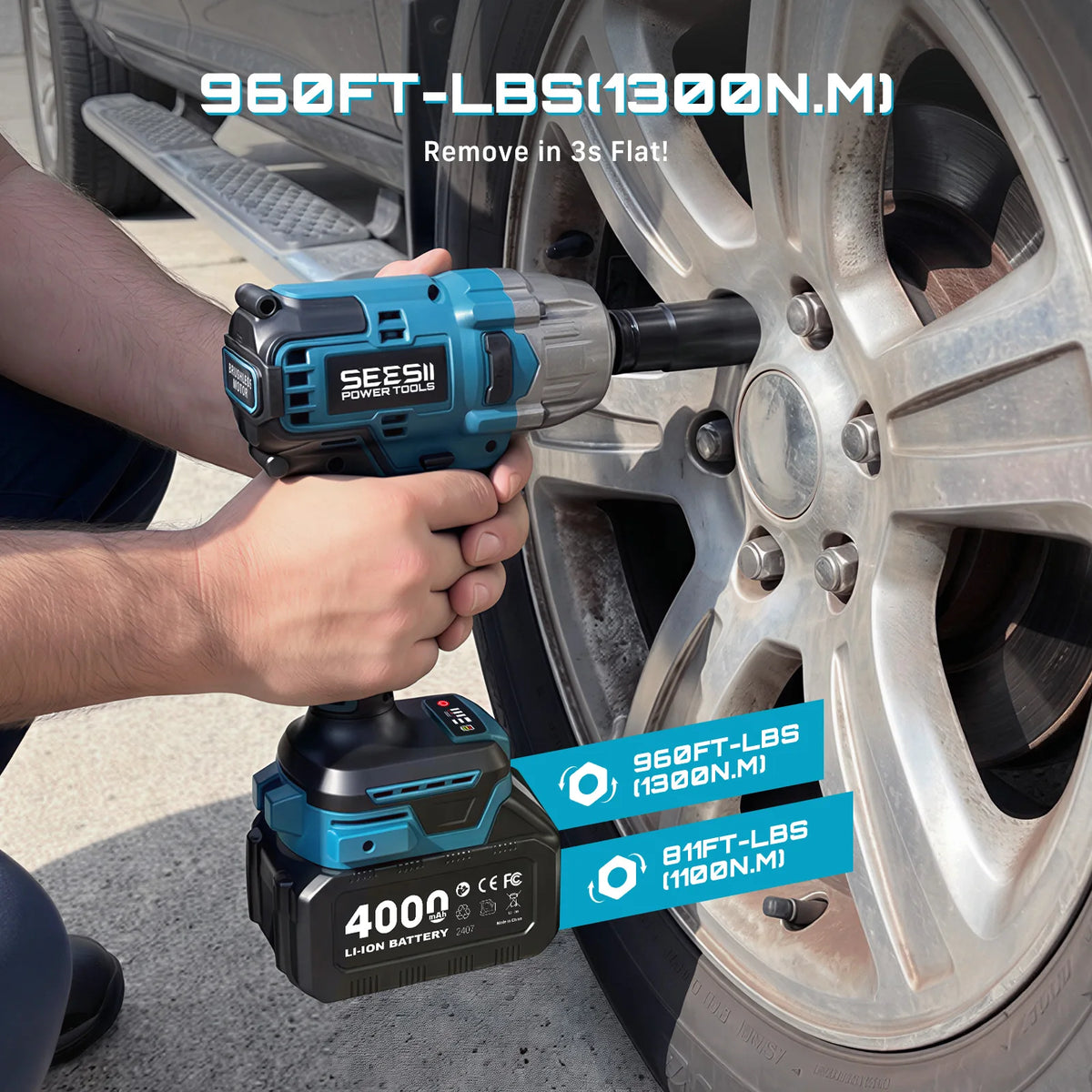 Seesii 3In1 Brushless Cordless Impact Wrench Drill Driver Compact Kit
