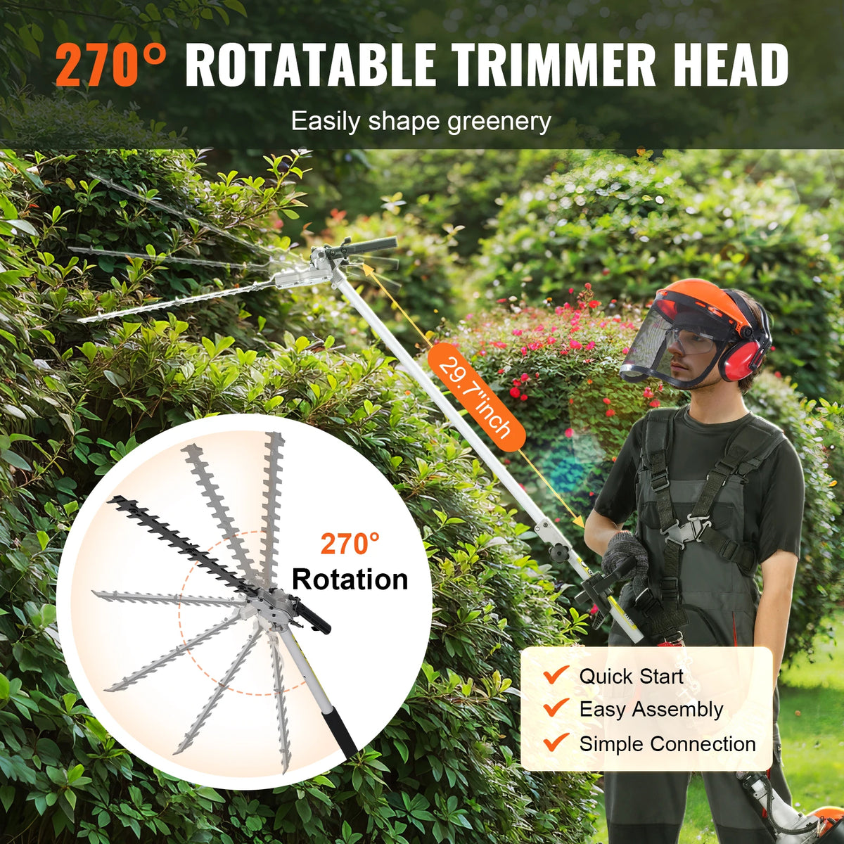SucceBuy 33cc 6In1 Gas Powered Hedge Trimmer And Brush Cutter