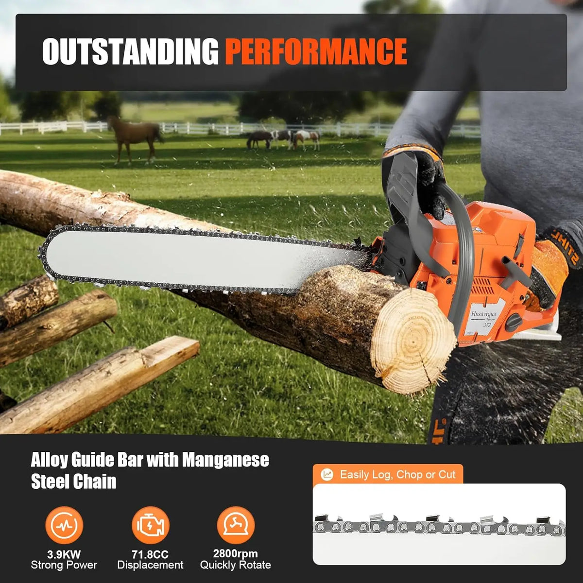 Premium 2 Stroke Gas Powered Chainsaw For Efficient Wood Pruning