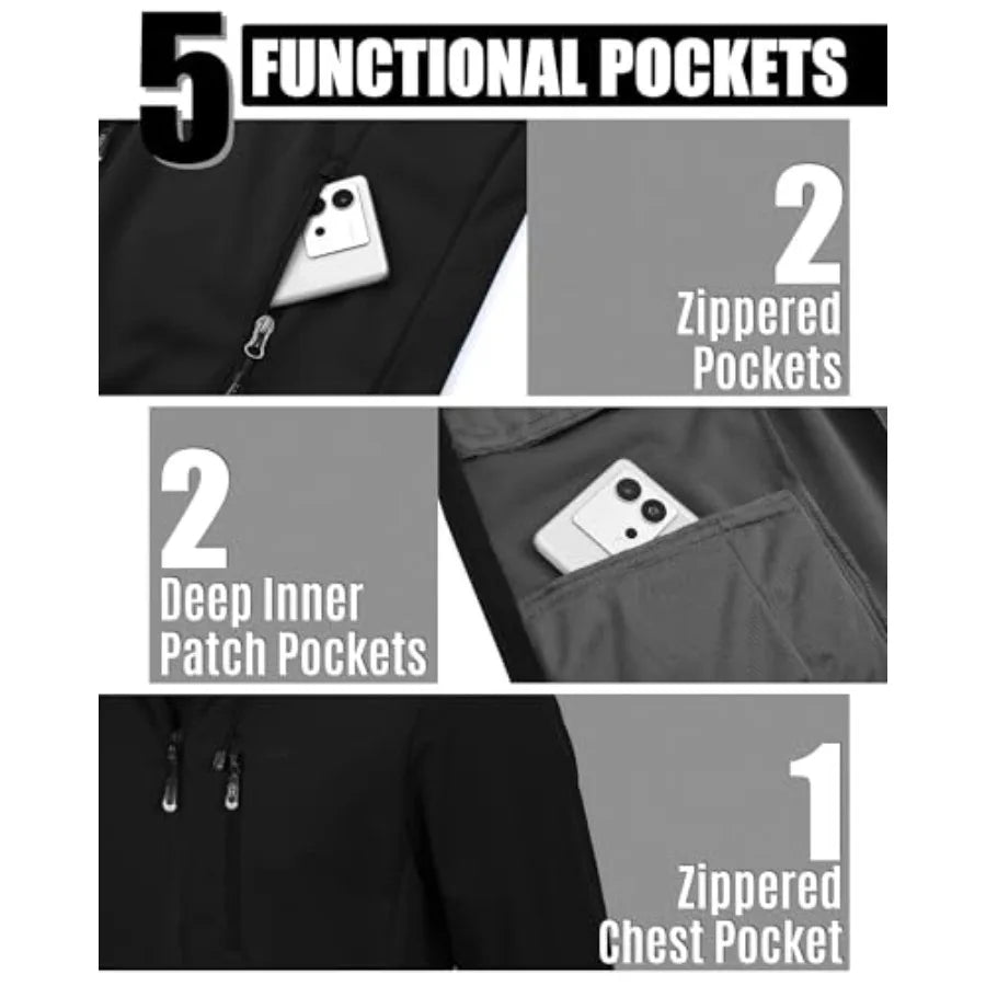 33, 000Feet Men's Softshell Jacket with Hood Waterproof Windbreaker Lightweight Rain Shell Jacket for Outdoor Hiking Travel