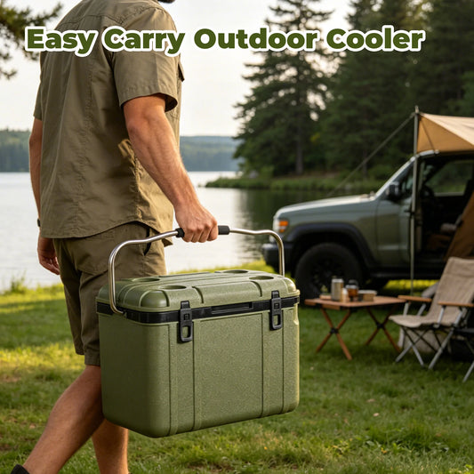 25 Quart Green Hard Shell Cooler Box, Ultra‑Light Insulated Ice Chest Cooler, Heavy‑Duty Portable Cooler with 5‑7 Days Ice Retention, for Camping Tailgating Job Site Fishing Outdoor Adventures