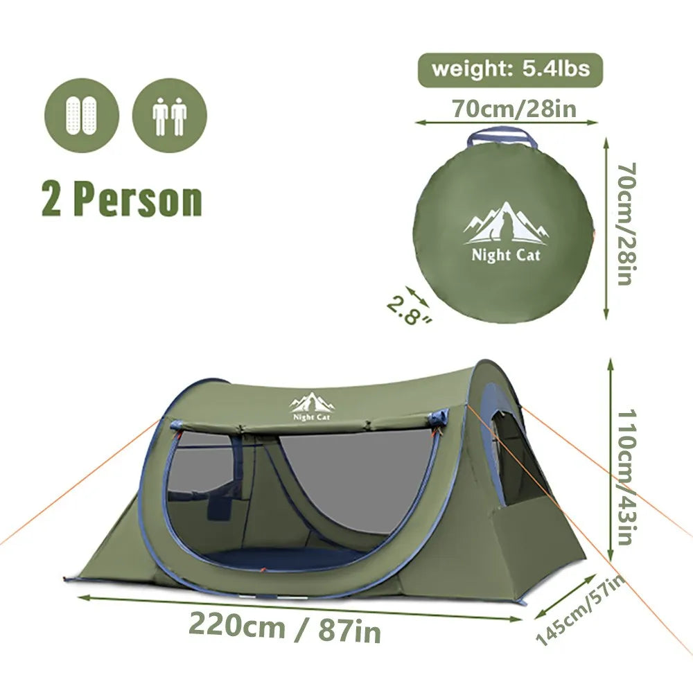 Night Cat Two Person Waterproof Pop Up Camping Tent