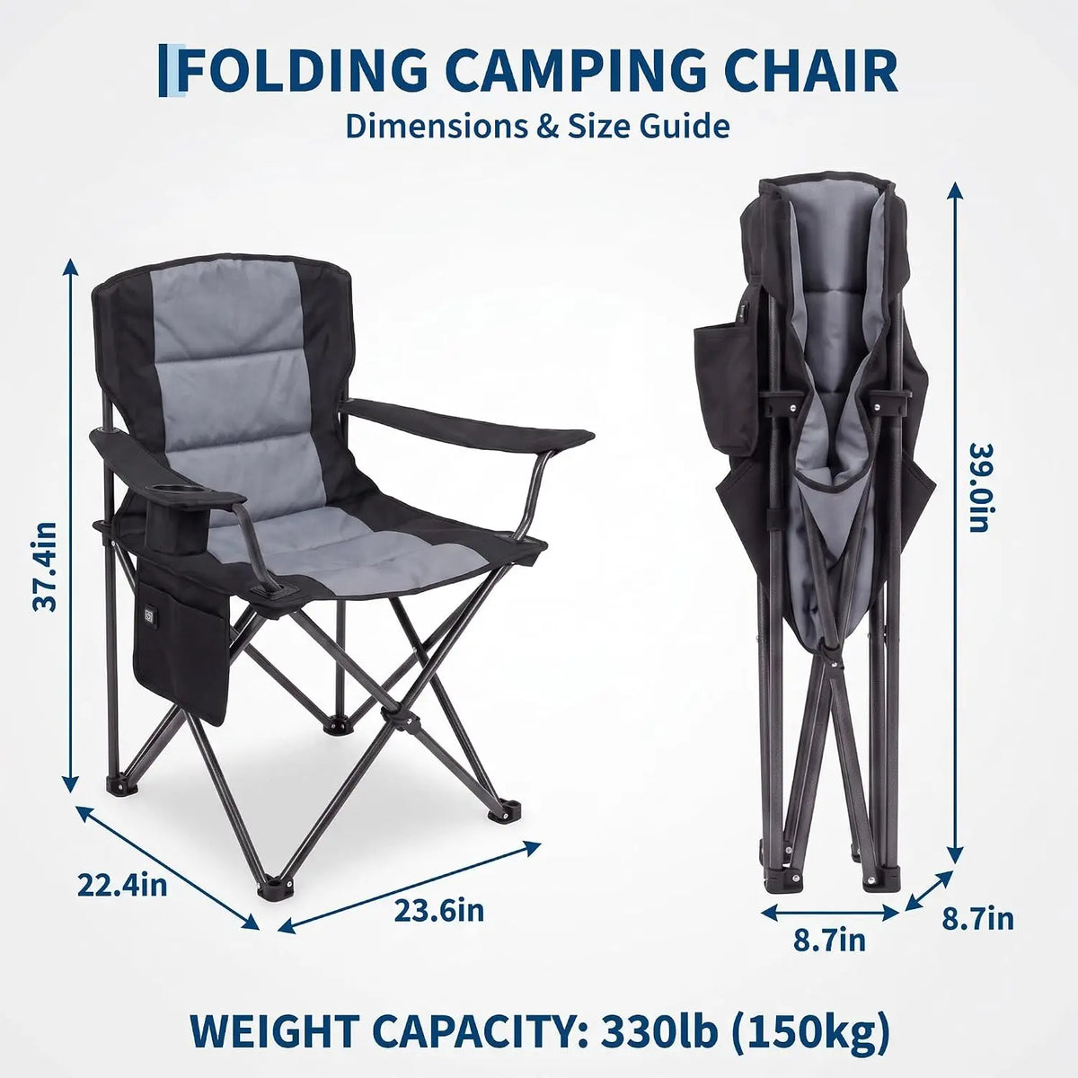 HiMISS Heated Folding Camping Chair With Dual-Zone Seat And Back