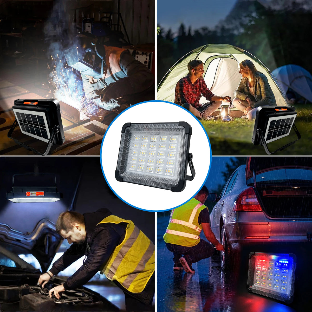 Morglad Portable Solar Led Floodlight Rechargeable Emergency Camping Light