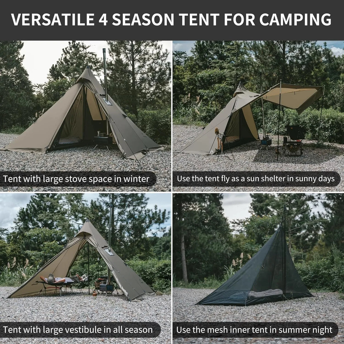 Naturehike Double Layer Camping Tent With Chimney Window