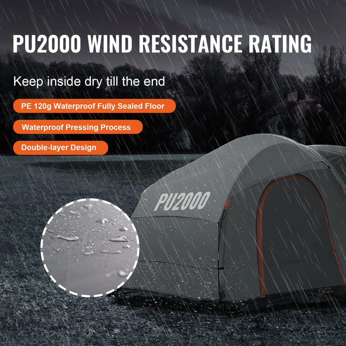 VEVOR Durable Double Layer Rear SUV Polyester Camping Tent