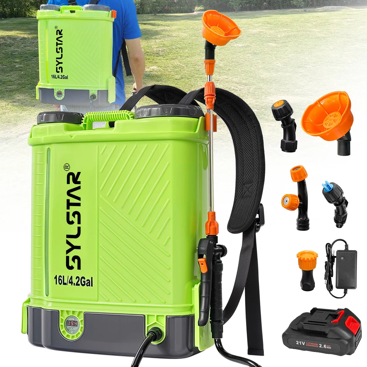 Battery Powered Backpack Sprayer 4 Gallon,100 PSI Electric Garden Sprayer Works with Makita 18V 2.6 Ah Battery,Charger Included