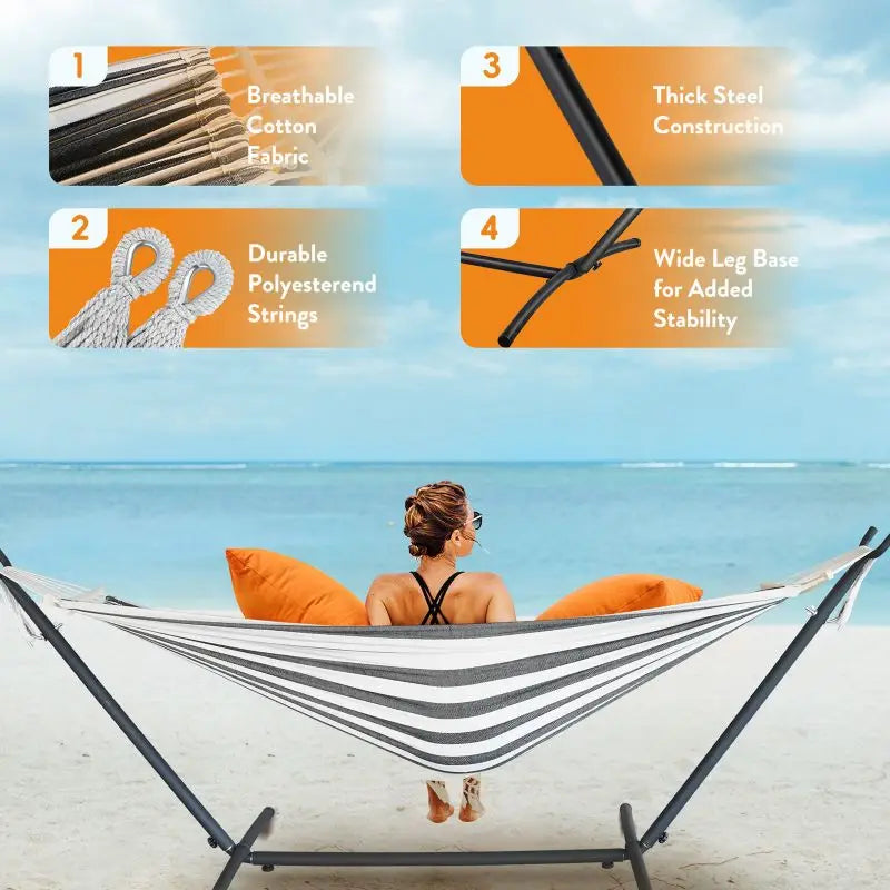 Gyroor Heavy Duty Adjustable Stand Mounted Hammock For Relaxation