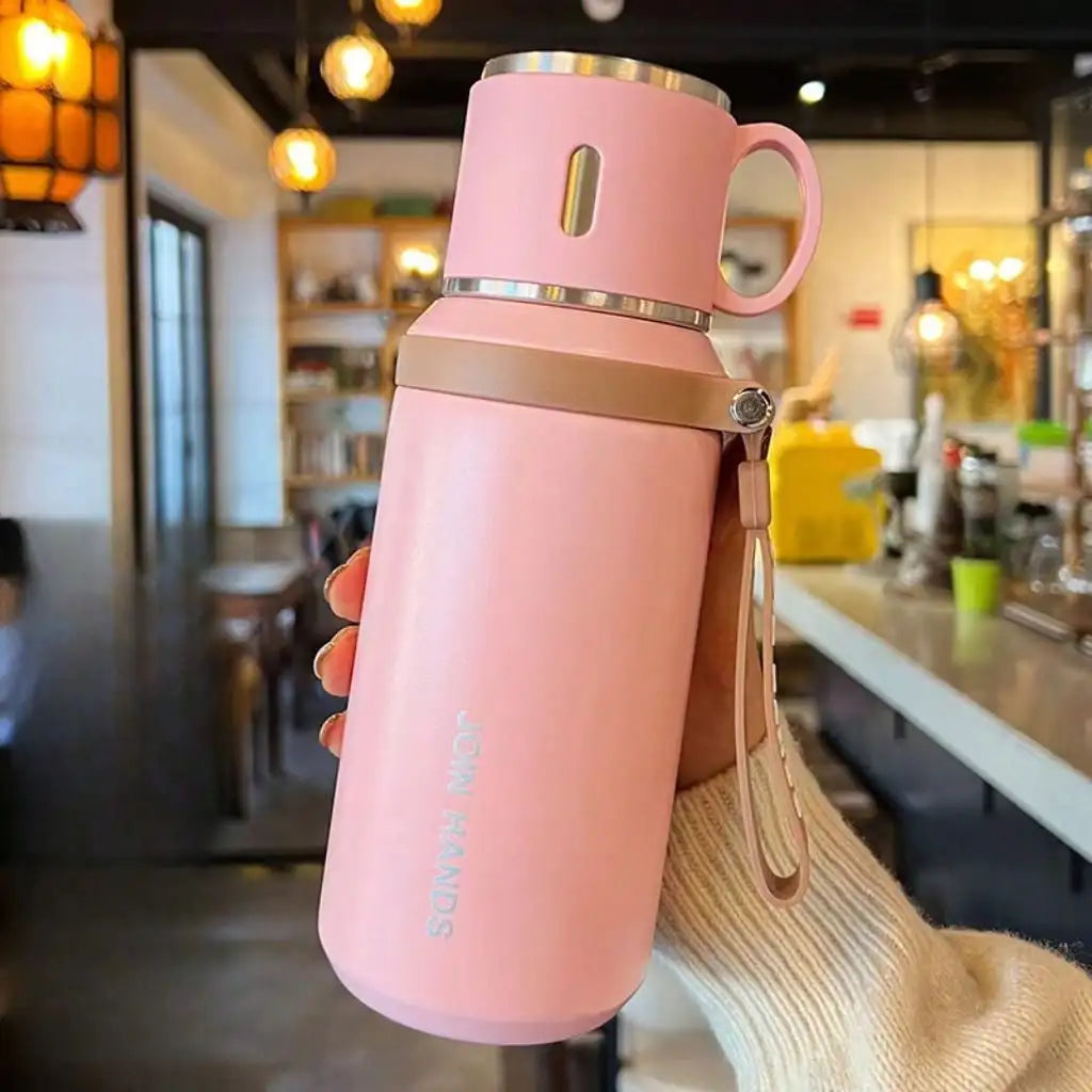 Vacuum Insulated Stainless Steel Thermal Water Bottle With Carry Strap