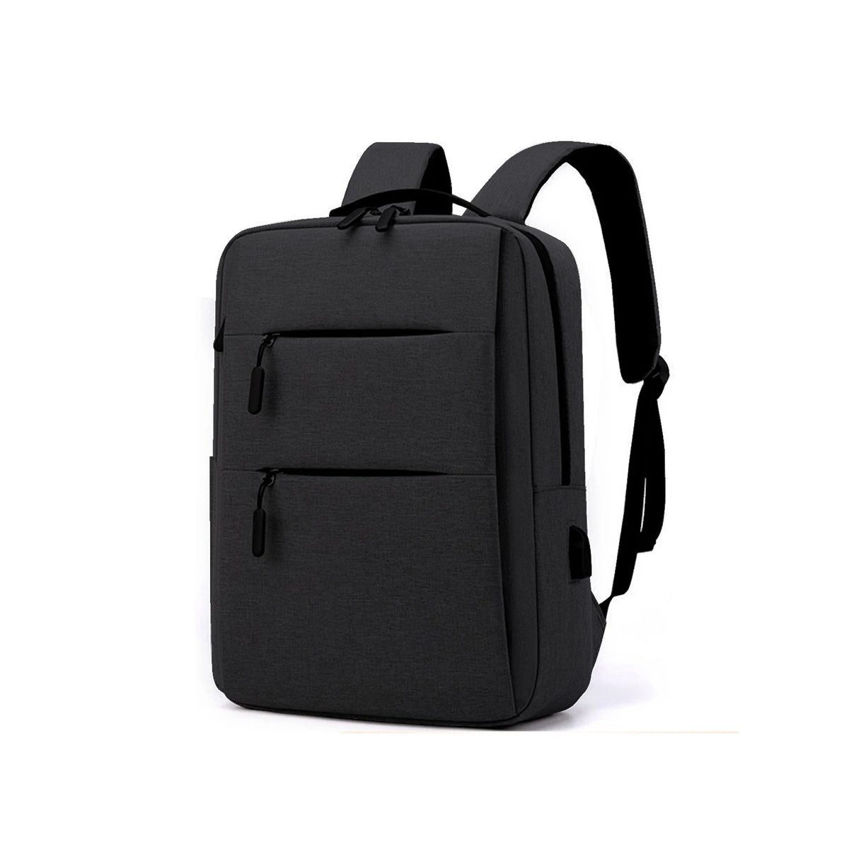 1pc Business Laptop Backpack With USB Charging Port, Water-Resistant Durable Canvas Travel Bookbag, 15.7x11.8in Large Slim Commuter Backpack For Men Women