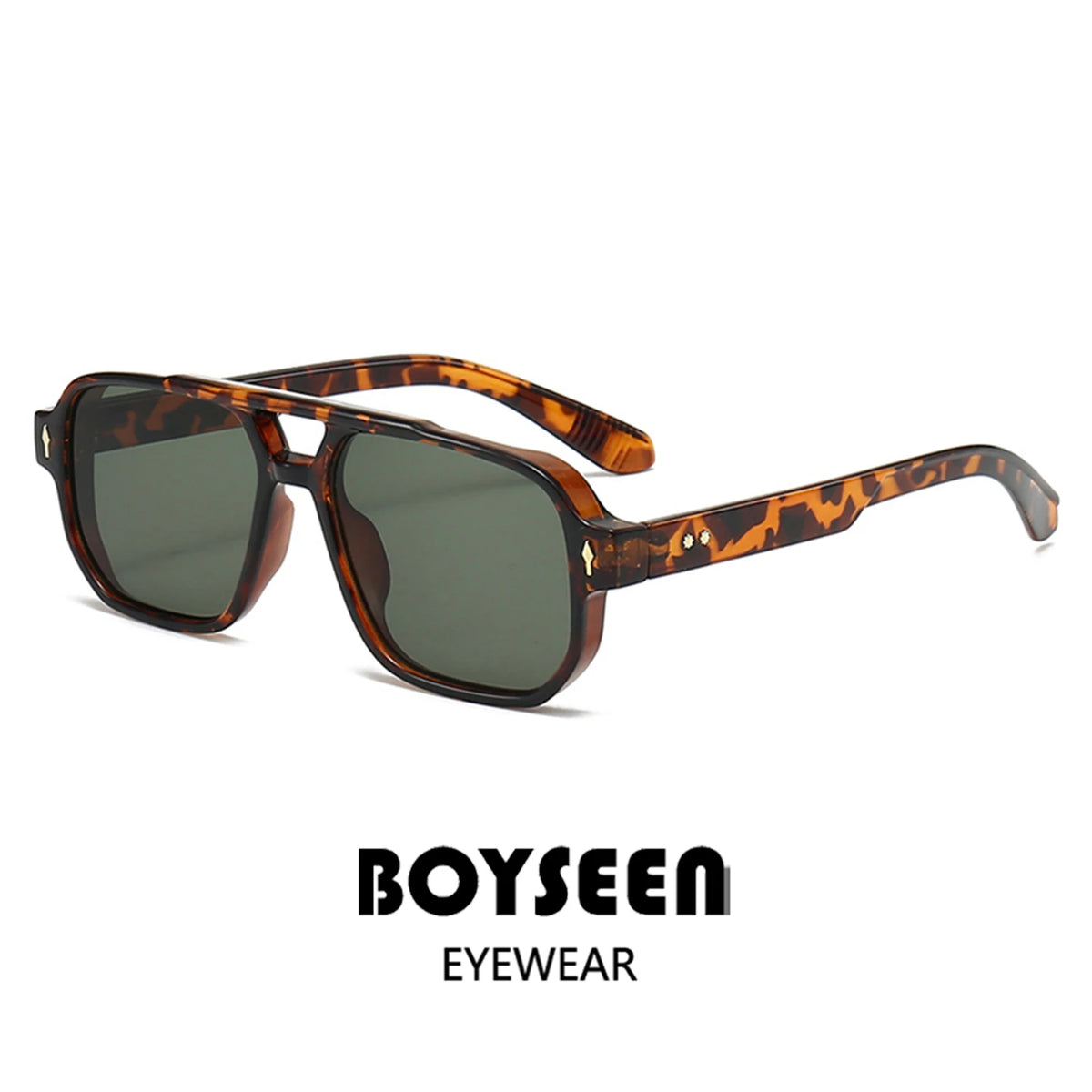 Boysen Square Sunglasses Unisex Double Bridge Rivets And UV400