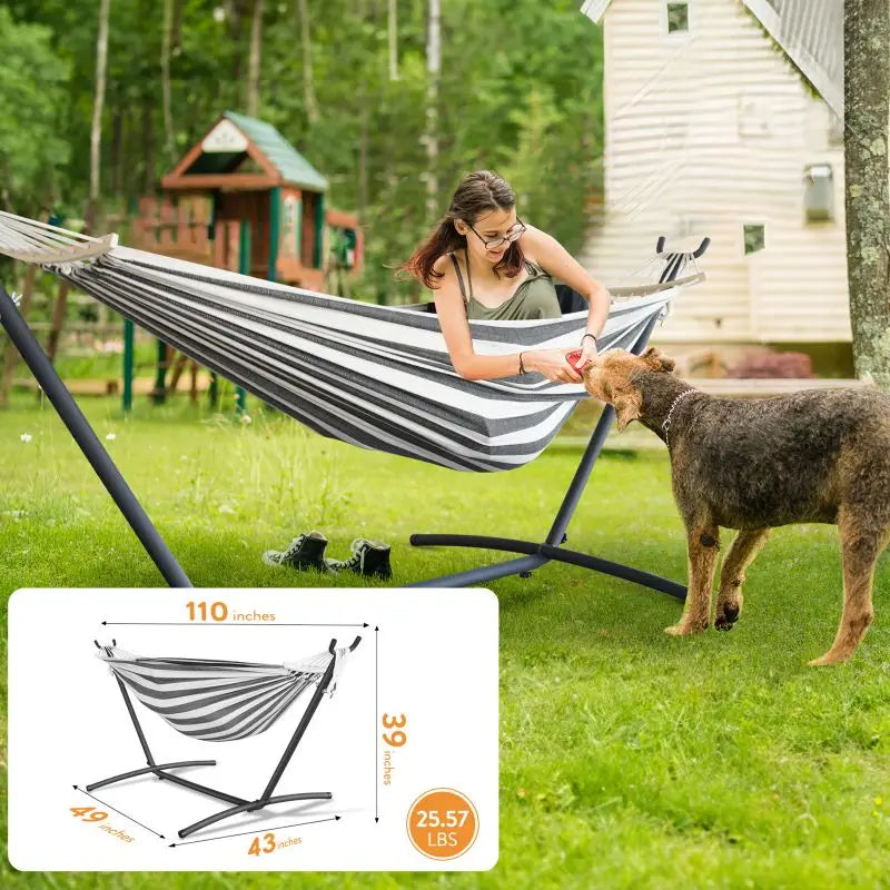 Gyroor Heavy Duty Adjustable Stand Mounted Hammock For Relaxation