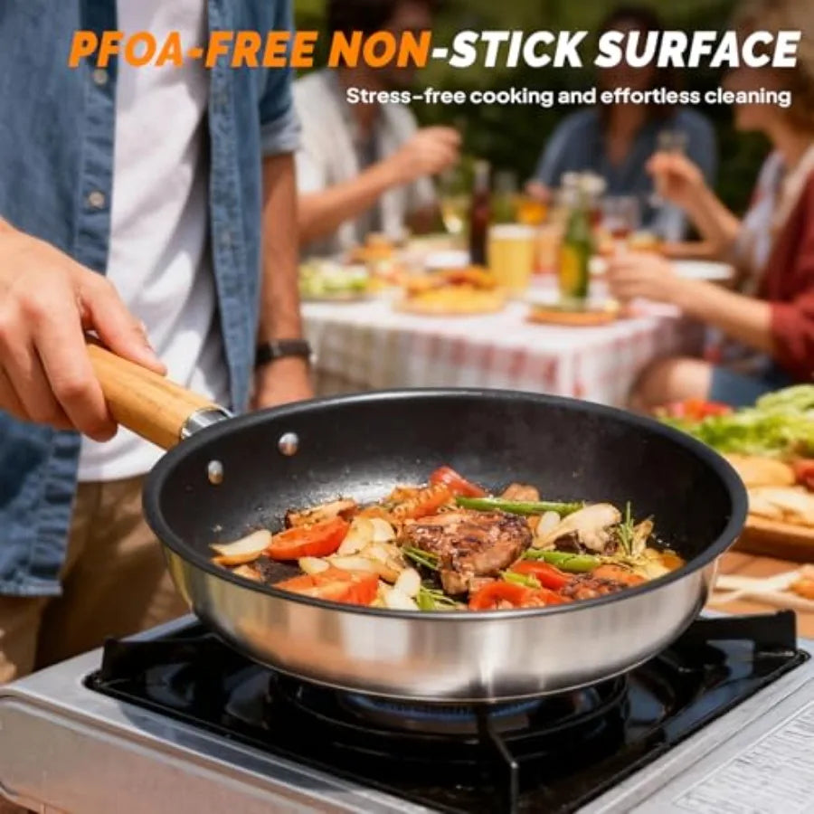 Lightweight Stainless Steel Camping Cookware Set With Carry Bag
