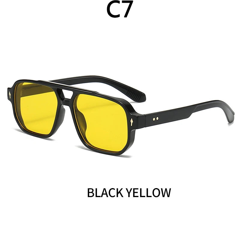 Boysen Square Sunglasses Unisex Double Bridge Rivets And UV400