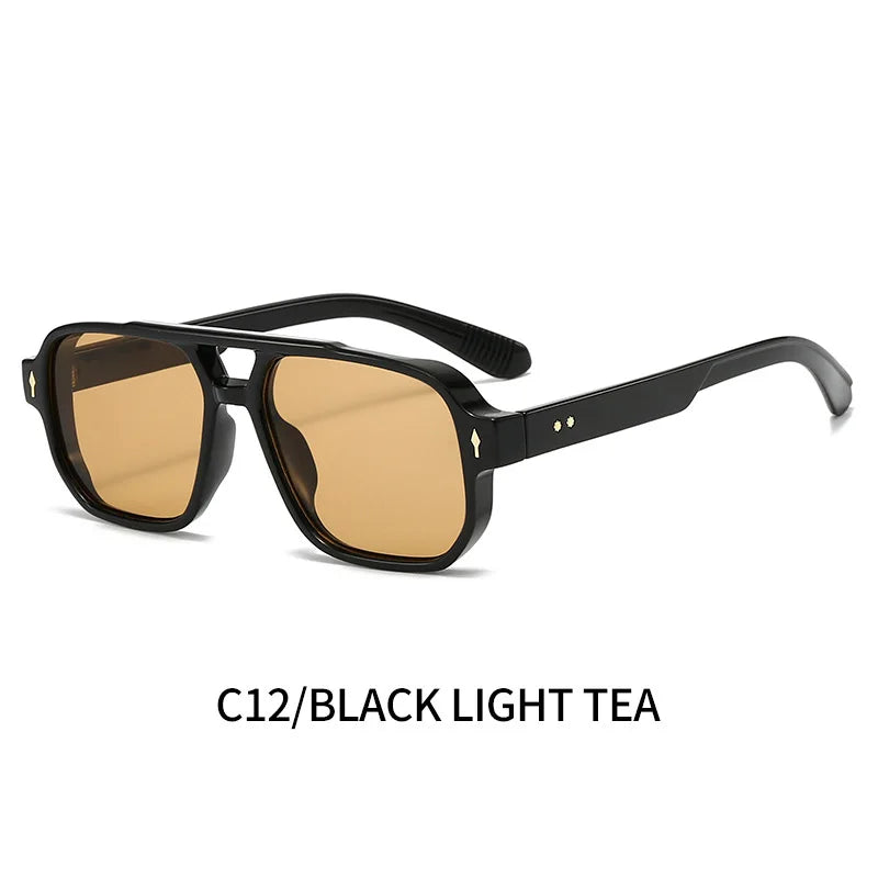 Boysen Square Sunglasses Unisex Double Bridge Rivets And UV400