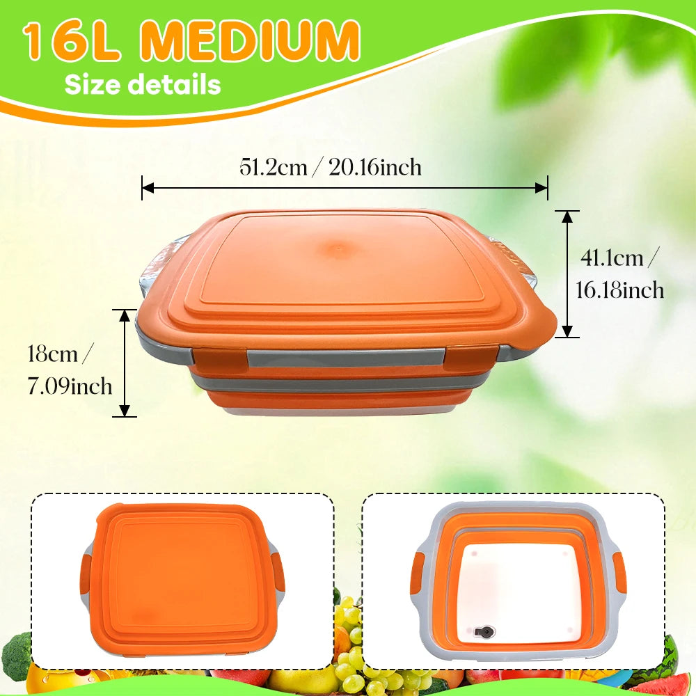 Portable Collapsible Food Prep Tub With Lid And Cutting Board