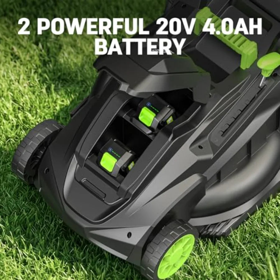 40V 17 Electric Lawn Mower 12 String Trimmer Combo Set, Yard Care Kit with 2x4.0Ah Batteries Dual Chargers