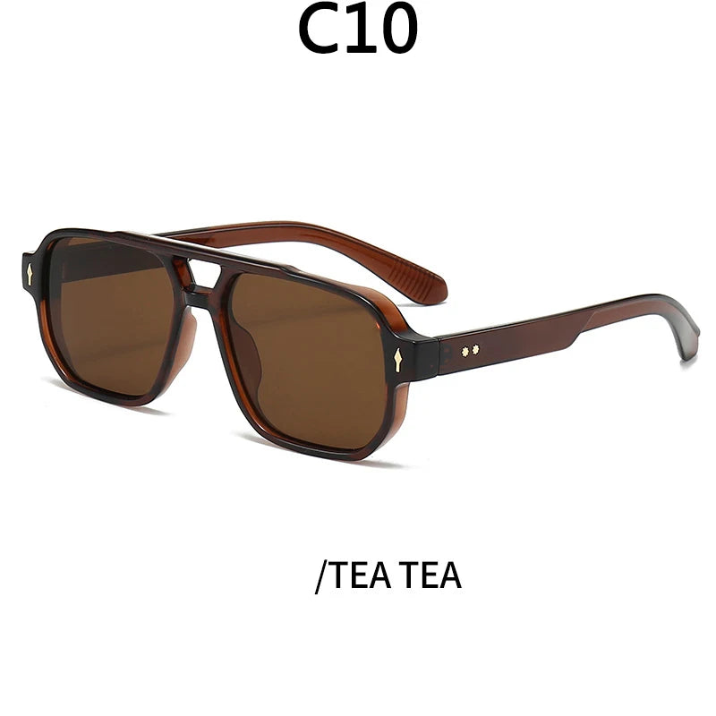 Boysen Square Sunglasses Unisex Double Bridge Rivets And UV400