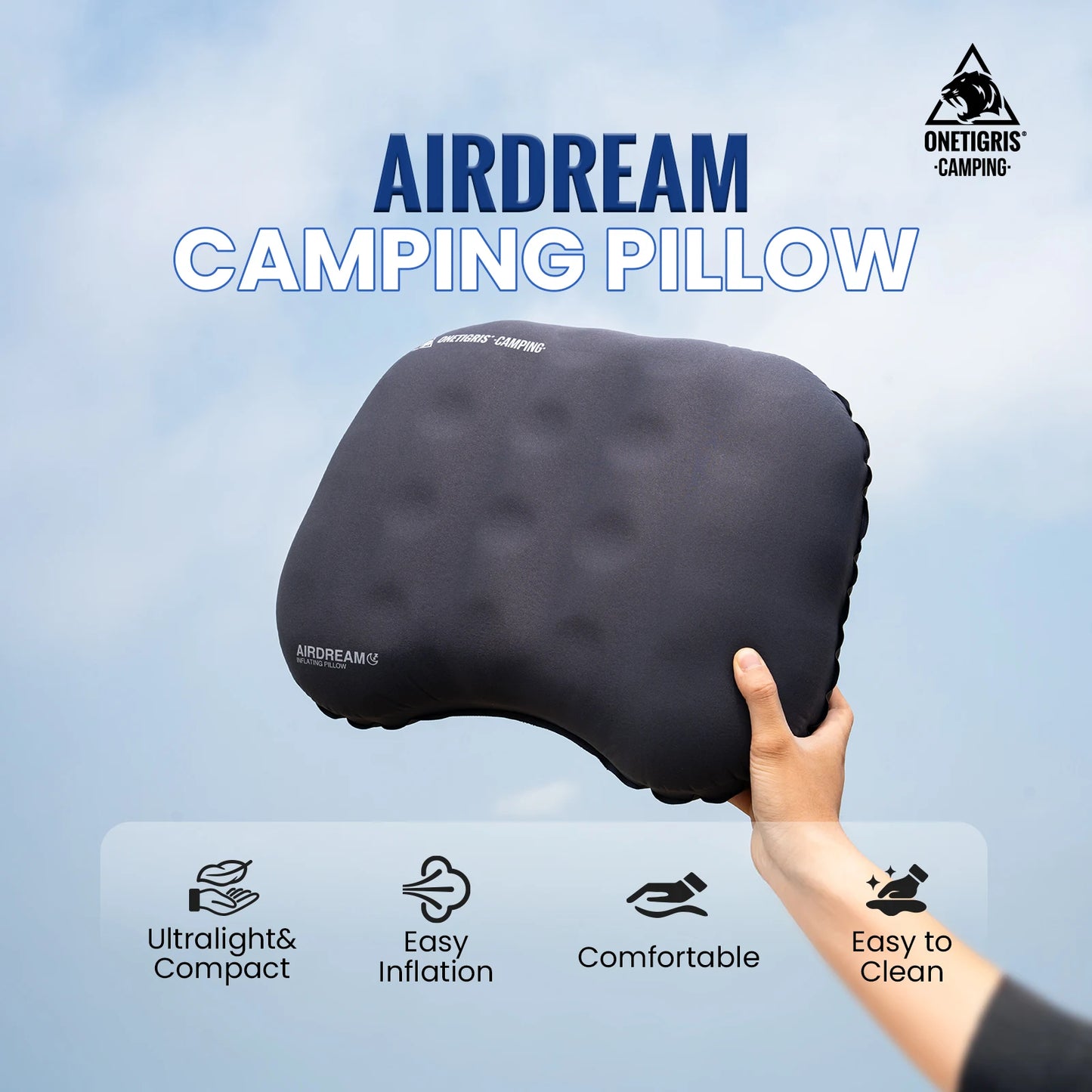 OneTigris Airdream Camping Pillow Portable Ultralight Inflatable Sleeping Neck Pillows for Travel Backpacking Hiking Trip