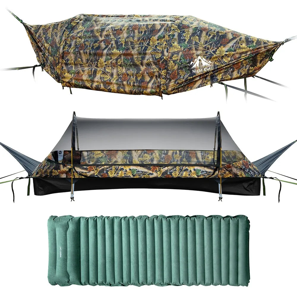 Night Cat Outdoor Hammock Tent With Mosquito Net And Rainfly