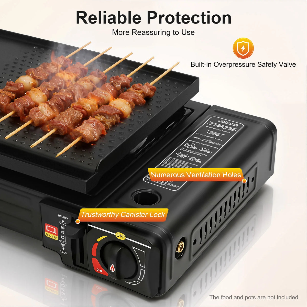 2 Burners Portable Camping Stove Aluminum Iron Plastic Spray Non-stick Coating Heat Rust Resistant Dual Gas Barbecue Cooker 2500W Single Independent Knob Adjustable Fire Outdoor Tabletop Gas Grill For Camping Picnic RV