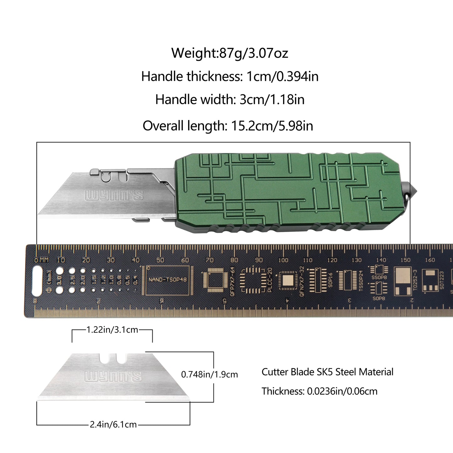 Aluminum Alloy Utility Knife, Pocket Knife with Clip, Box Cutter Knives, Outdoors EDC Tool Knife, With 10 Carbon Steel Blades