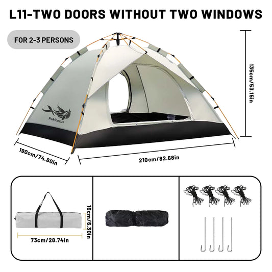 PAKICETUS 2-4 Person Automatic Pop Up Camping Tent, Instant Quick Setup Portable Windproof Tent, Lightweight Backpacking Shelter for Outdoor Travel Hiking Picnic