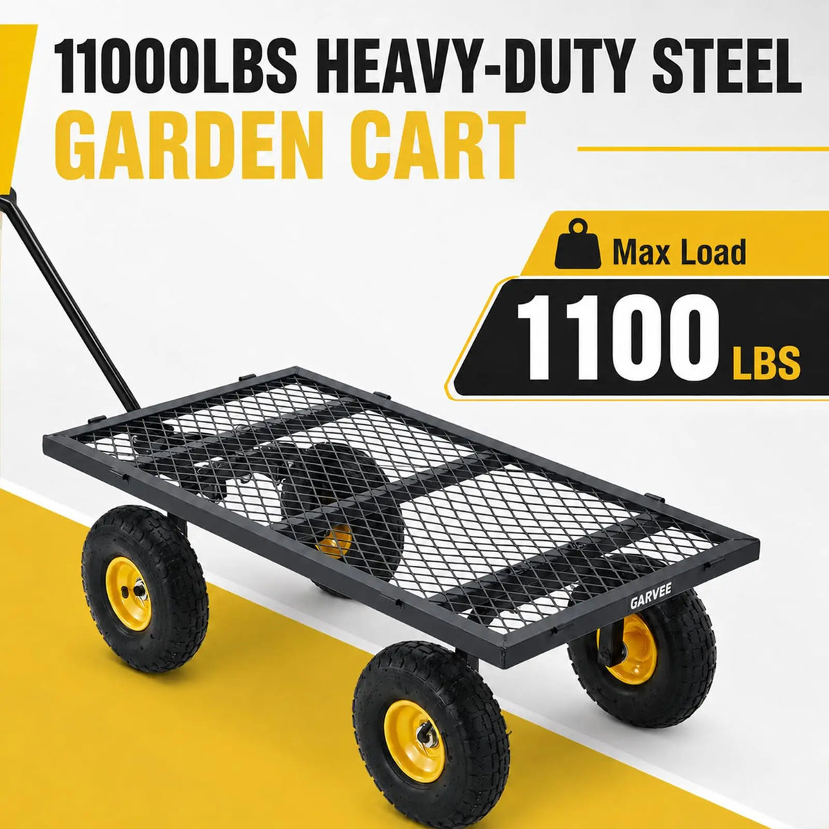 HiMISS Heavy Duty Steel Garden Cart With Removable Sides