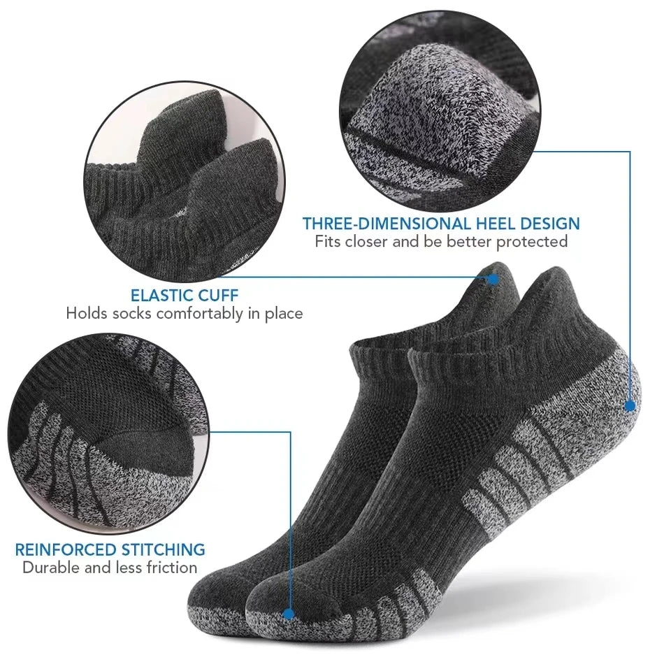 ZYCSNH 3 Pair Cotton Ankle Socks Professional Athletic Performance Hosiery