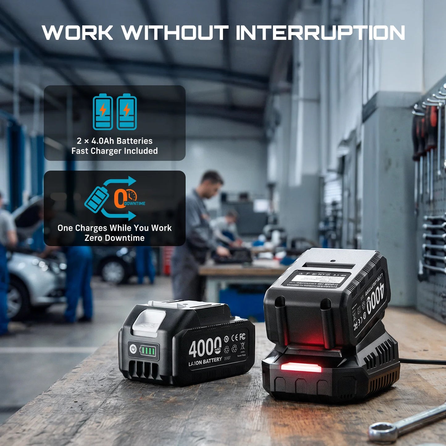 Seesii 3/8" Ratchet Wrench & 1000N.m Impact Wrench Kit Extended Cordless Electric Brushless Torque Impact Gun with 21v 4.0Ah Battery
