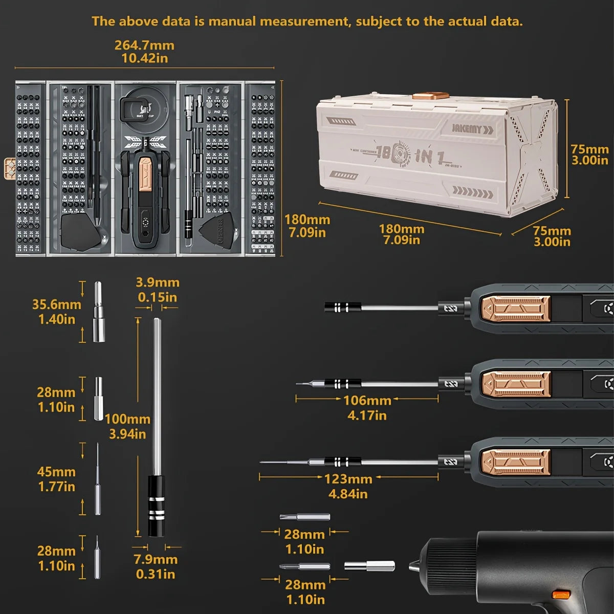 Jakemy 180 In 1 Magnetic Screwdriver Set For Electronics Repair