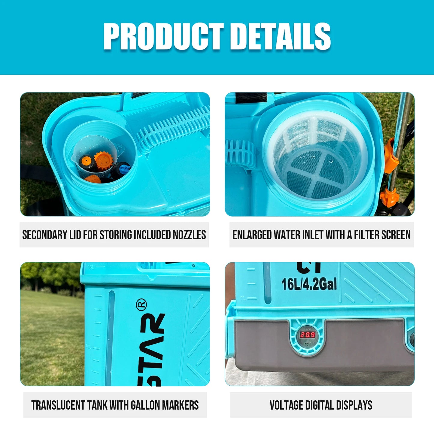 Battery Powered Backpack Sprayer 4 Gallon,100 PSI Electric Garden Sprayer Works with Makita 18V 2.6 Ah Battery,Charger Included