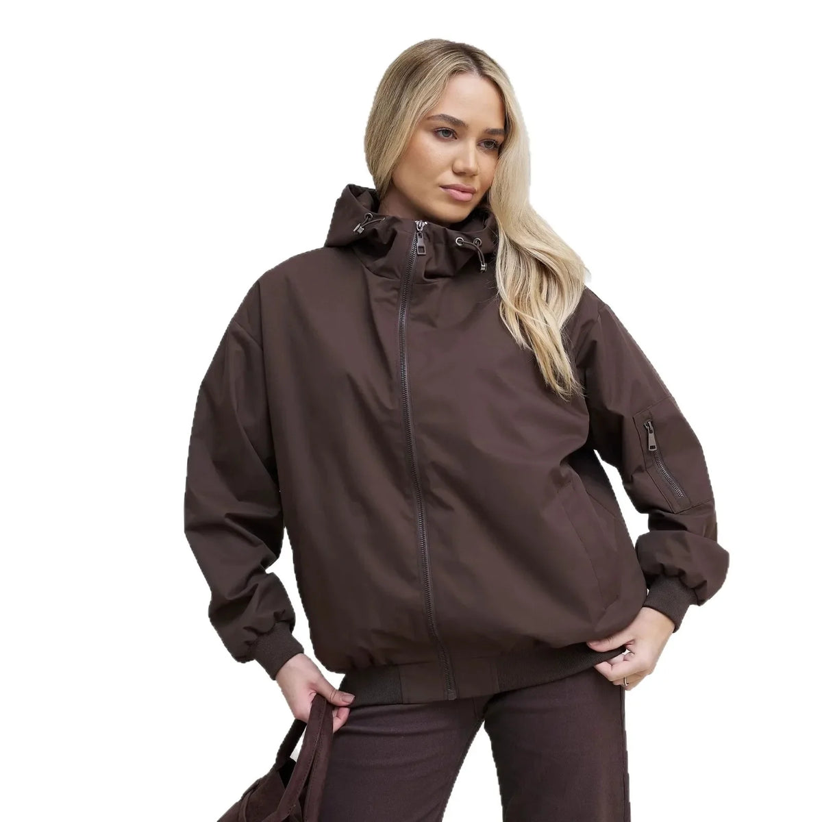 Women's Windproof Hooded Jacket With Zipper For Spring And Autumn