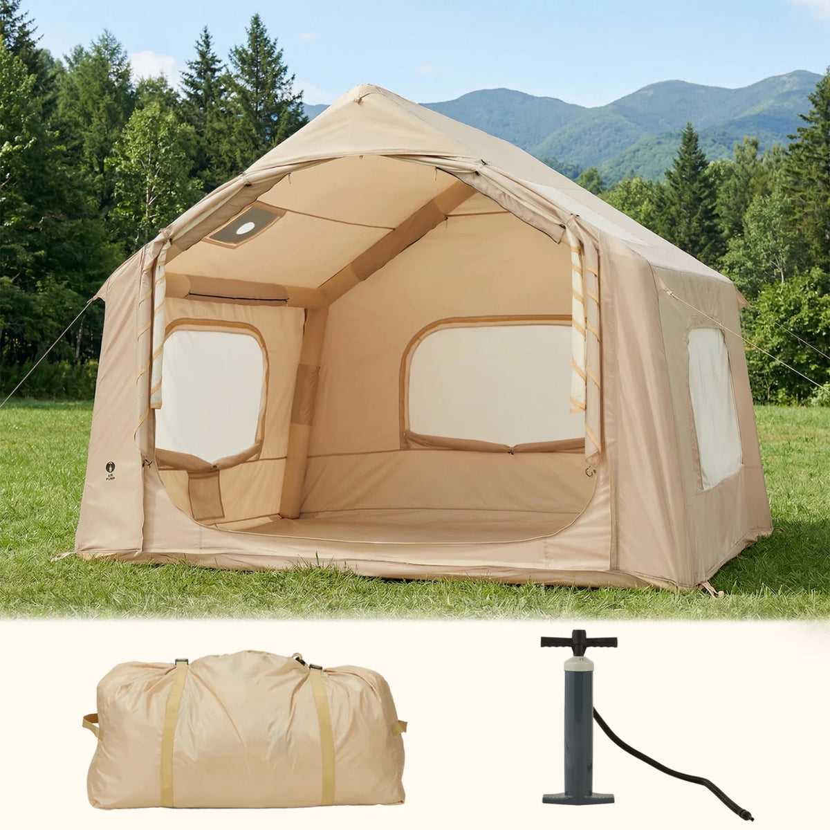 HiMISS Inflatable Camping Tent Hand Pump Weather Resistant Outdoor Shelter