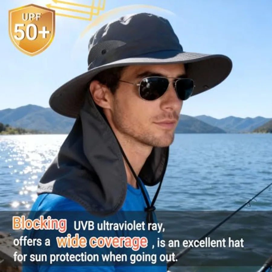 Upf 50+ Polyester Wide Brim Bucket Hat Sun Protection