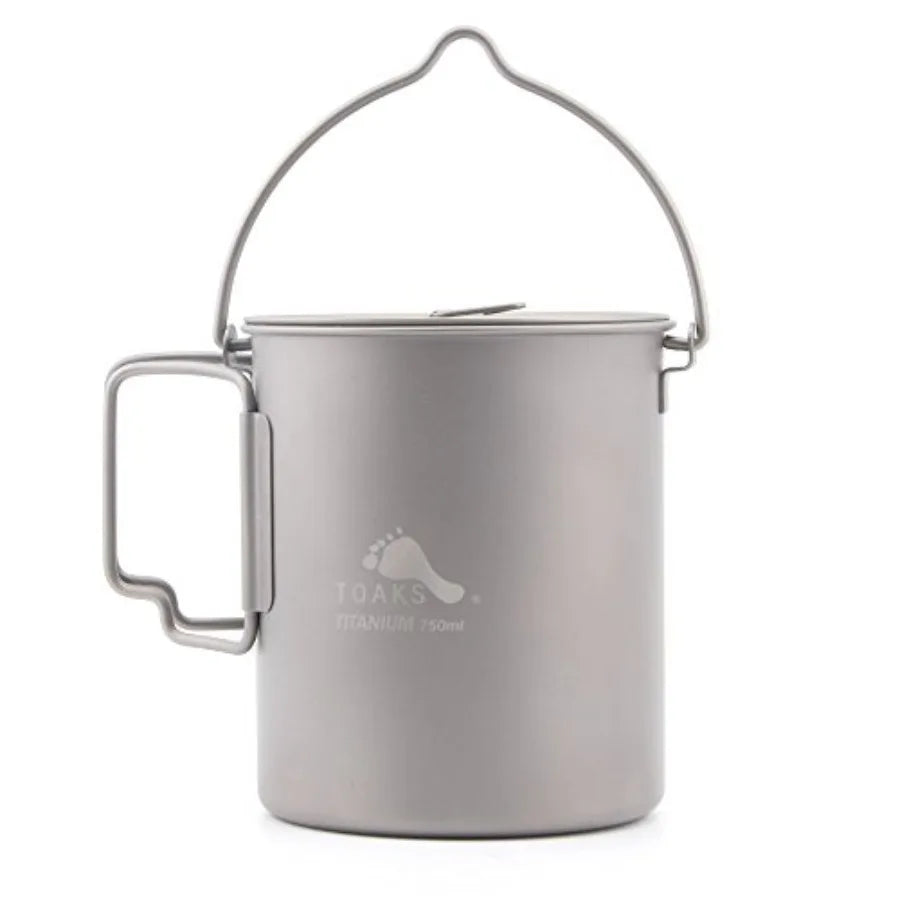 Titanium 750ml Pot with Bail Handle for Ultralight Camping, Backpacking Cookware and Mug